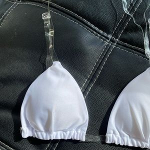 LAKE SWIM White clear strap triangle bikini top